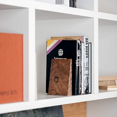 Handmade Walnut Wood Bookends with Metal Base: Sturdy, Stylish and Space-Efficient for Any Bookshelf
