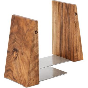 Handmade Walnut Wood Bookends with Metal Base: Sturdy, Stylish and Space-Efficient for Any Bookshelf