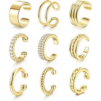 ZUQIETA Gold Plated Ear Cuffs - Clip-On Non Piercing Cartilage Earrings