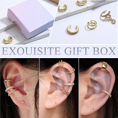 ZUQIETA Gold Plated Ear Cuffs - Clip-On Non Piercing Cartilage Earrings