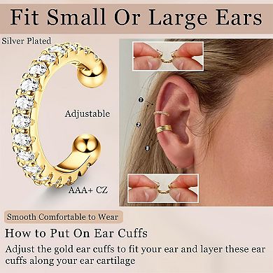 ZUQIETA Gold Plated Ear Cuffs - Clip-On Non Piercing Cartilage Earrings