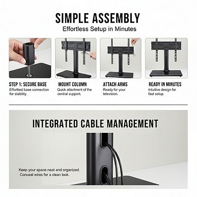 ZUQIETA Heavy Duty TV Stand Base - Holds 99 lbs, Tempered Glass with Swivel & Height Adjustable