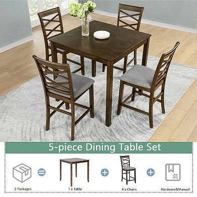 Merax 5-piece Counter Height Dining Table Set with 4 Chairs