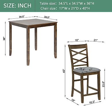 Merax 5-piece Counter Height Dining Table Set with 4 Chairs