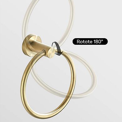 Brushed Gold Toilet Paper & Towel Holder Wall Mount: 2-Piece Double Pivoting Round Modern Bathroom