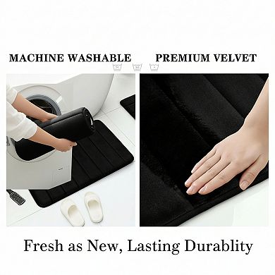 Memory Foam Bathroom Rug Set Non Slip Extra Soft and Washable