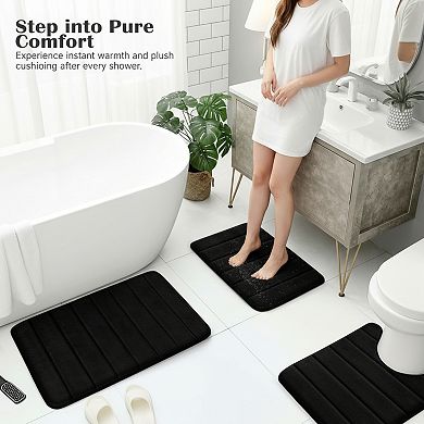 Memory Foam Bathroom Rug Set Non Slip Extra Soft and Washable