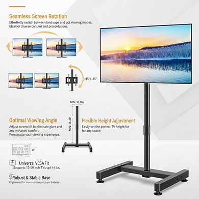 ZUQIETA Compact Portable TV Stand - for 13-50” TVs, Height Adjustable for Dorm & Bedroom