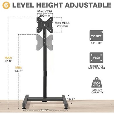 ZUQIETA Compact Portable TV Stand - for 13-50” TVs, Height Adjustable for Dorm & Bedroom