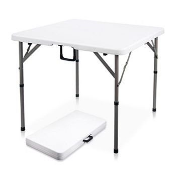 34" Folding HDPE Plastic Table with Carrying Handle for Indoor/Outdoor Use