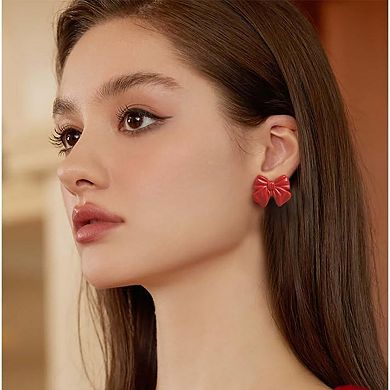 ZUQIETA Gold & Silver Bow Earrings - Stud and Dangle Statement Set for Women