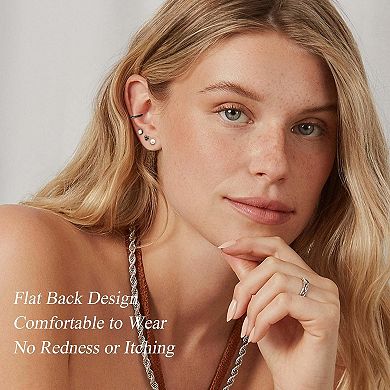 ZUQIETA 21-Pair Black Steel Stud Earrings