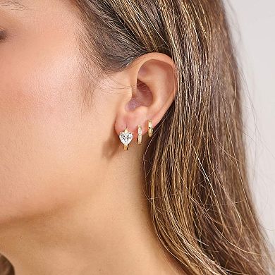 ZUQIETA 3-Pair Gold Huggie Hoop Set - 14K Filled, Hypoallergenic & Gift Ready