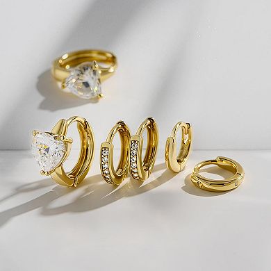 ZUQIETA 3-Pair Gold Huggie Hoop Set - 14K Filled, Hypoallergenic & Gift Ready