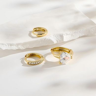 ZUQIETA 3-Pair Gold Huggie Hoop Set - 14K Filled, Hypoallergenic & Gift Ready