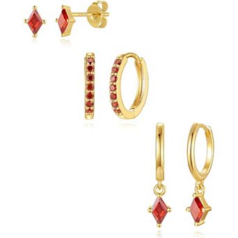 ZUQIETA 3-Pair 14K Gold Huggie Hoops - Sterling Silver & Hypoallergenic Gift Set