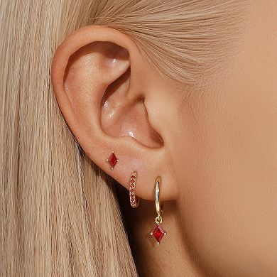 ZUQIETA 3-Pair 14K Gold Huggie Hoops - Sterling Silver & Hypoallergenic Gift Set