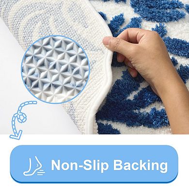 Cute 3D Leaf Design Bath Mat: Soft Plush Microfiber, Quick Dry, Non-Slip, Machine Washable, 20x32 in