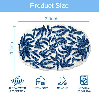 Cute 3D Leaf Design Bath Mat: Soft Plush Microfiber, Quick Dry, Non-Slip, Machine Washable, 20x32 in