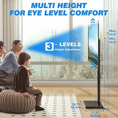 ZUQIETA Space Saving Floor TV Stand - Swivel & Height Adjustable with Wood Base for 32-60” TVs