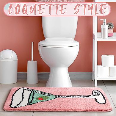 Martini Inspired Non-Slip Bathroom Mat: Soft, Absorbent, and Decorative for Home