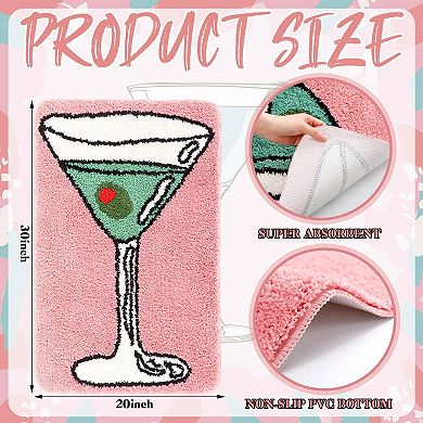 Martini Inspired Non-Slip Bathroom Mat: Soft, Absorbent, and Decorative for Home