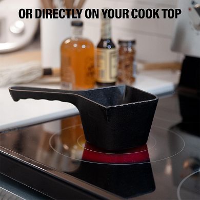 Cast Iron Basting Pot with BBQ mop brush set: 18" brush, 2 replacements, 24 oz