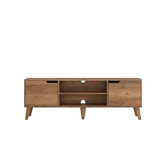 ZUQIETA 65"TV Stand-Adjustable Shelf Media Console,Honey Brown for Living Room&Bedroom