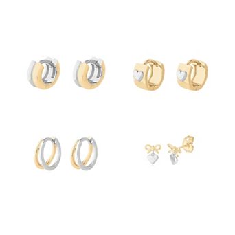 ZUQIETA Statement Geometric Earrings - Two-Tone Gold & Silver Hoop Set for Multiple Piercings