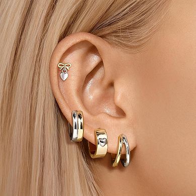 ZUQIETA Statement Geometric Earrings - Two-Tone Gold & Silver Hoop Set for Multiple Piercings