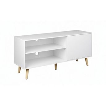 ZUQIETA 55" Mid-Century TV Stand - Entertainment Center with Storage Cabinet, White