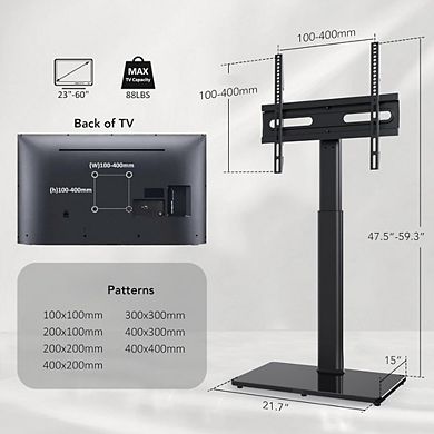 ZUQIETA 360° Swivel TV Floor Stand - 9 Height Adjustments for 27-65” TVs, Space Saving