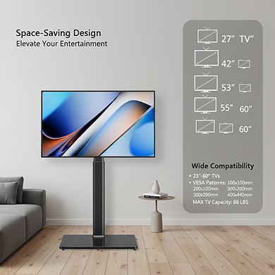 ZUQIETA 360° Swivel TV Floor Stand - 9 Height Adjustments for 27-65” TVs, Space Saving
