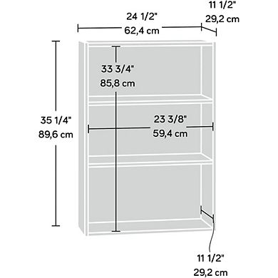 ZUQIETA Beginnings 3-Shelf Bookcase - Adjustable Shelves in Elegant Brook Cherry Finish