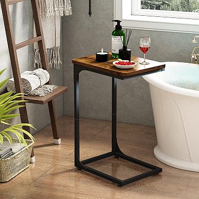 2 Pack Rustic Brown Farmhouse End Tables for Living Room or Bedroom, Sturdy, Space-Saving