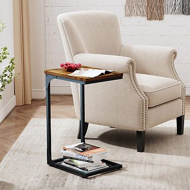 2 Pack Rustic Brown Farmhouse End Tables for Living Room or Bedroom, Sturdy, Space-Saving