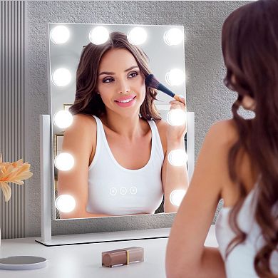 Adjustable Brightness 3 Color LED Touch-Control Vanity Mirror with 10X Magnification