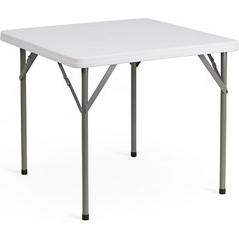 Great Ambitions White Square Plastic Folding Table, Locking Legs for Indoor,Outdoor Events