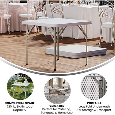 Great Ambitions White Square Plastic Folding Table, Locking Legs for Indoor,Outdoor Events