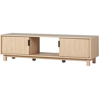 ZUQIETA Fluted TV Stand for 65" TVs, Coastal Oak Finish, 58" Wide