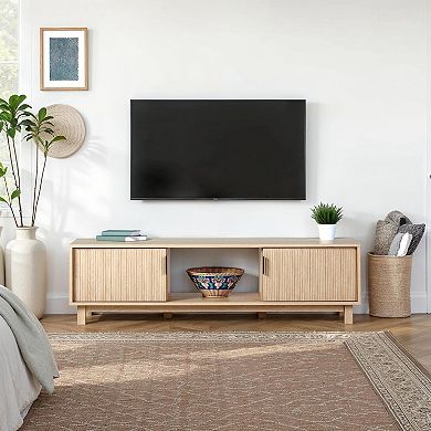 ZUQIETA Fluted TV Stand for 65" TVs, Coastal Oak Finish, 58" Wide