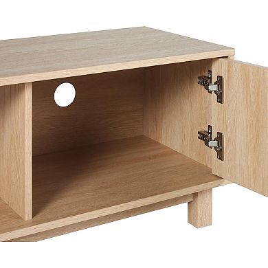 ZUQIETA Fluted TV Stand for 65" TVs, Coastal Oak Finish, 58" Wide