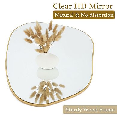 Irregular Asymmetrical Gold Mirror 32x24" for Bathroom, Bedroom, Living Room Decor