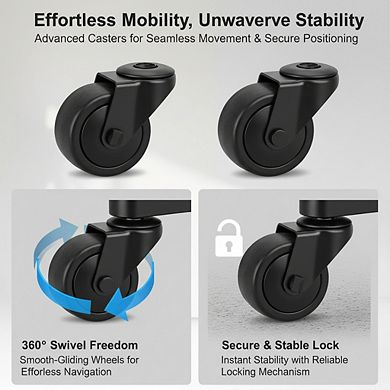 ZUQIETA Mobile Dual-Screen Station - Rolling Stand with Laptop Shelf for 32-75” TVs