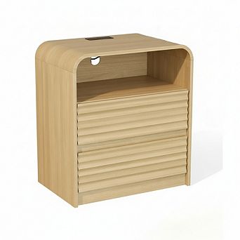 ZUQIETA Modern Nightstand Set of 2 with Charging Station & Drawers, 23.6" Bedside Table