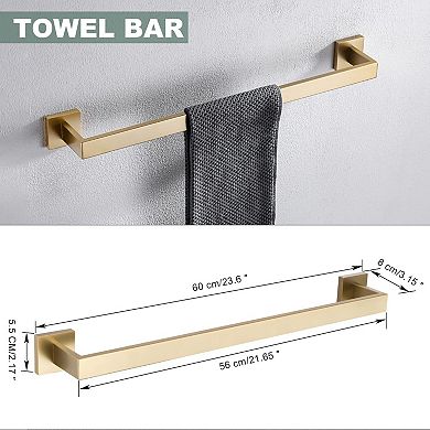 4-Piece Stainless Steel Bathroom Hardware Set: Towel Bar, Toilet Paper Holder, Shelf