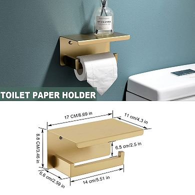 4-Piece Stainless Steel Bathroom Hardware Set: Towel Bar, Toilet Paper Holder, Shelf