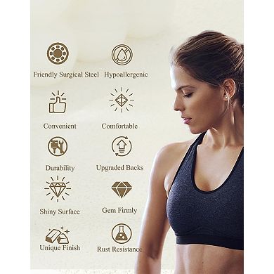 ZUQIETA Flat Back Earring Stack Set - Small Studs & Hoops for Cartilage Piercing