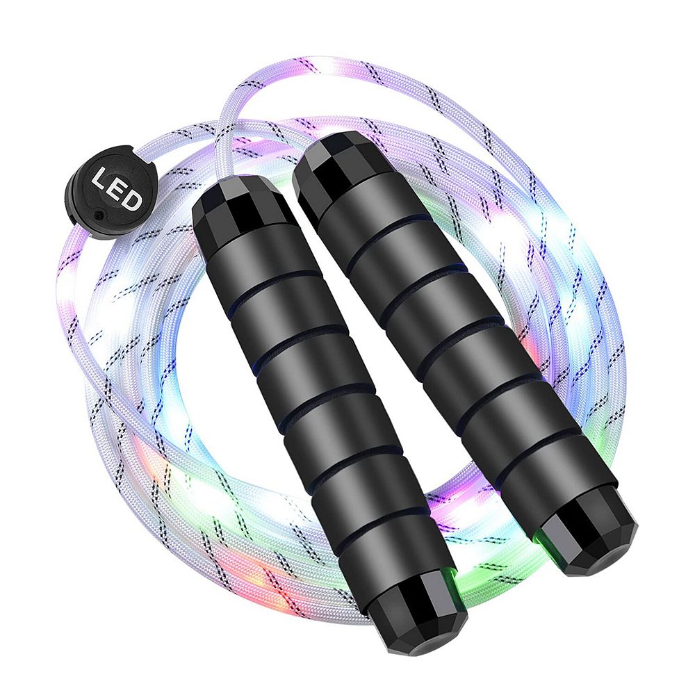 USB Rechargeable Multi-Color LED Jump Rope 9 Ft Adjustable for Fun Workouts