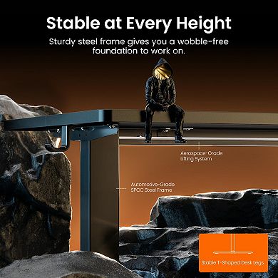 Electric Standing Desk, 47.2x23.6" Black, Memory Settings, Smooth Height Adjustment, Safe Low-VOC